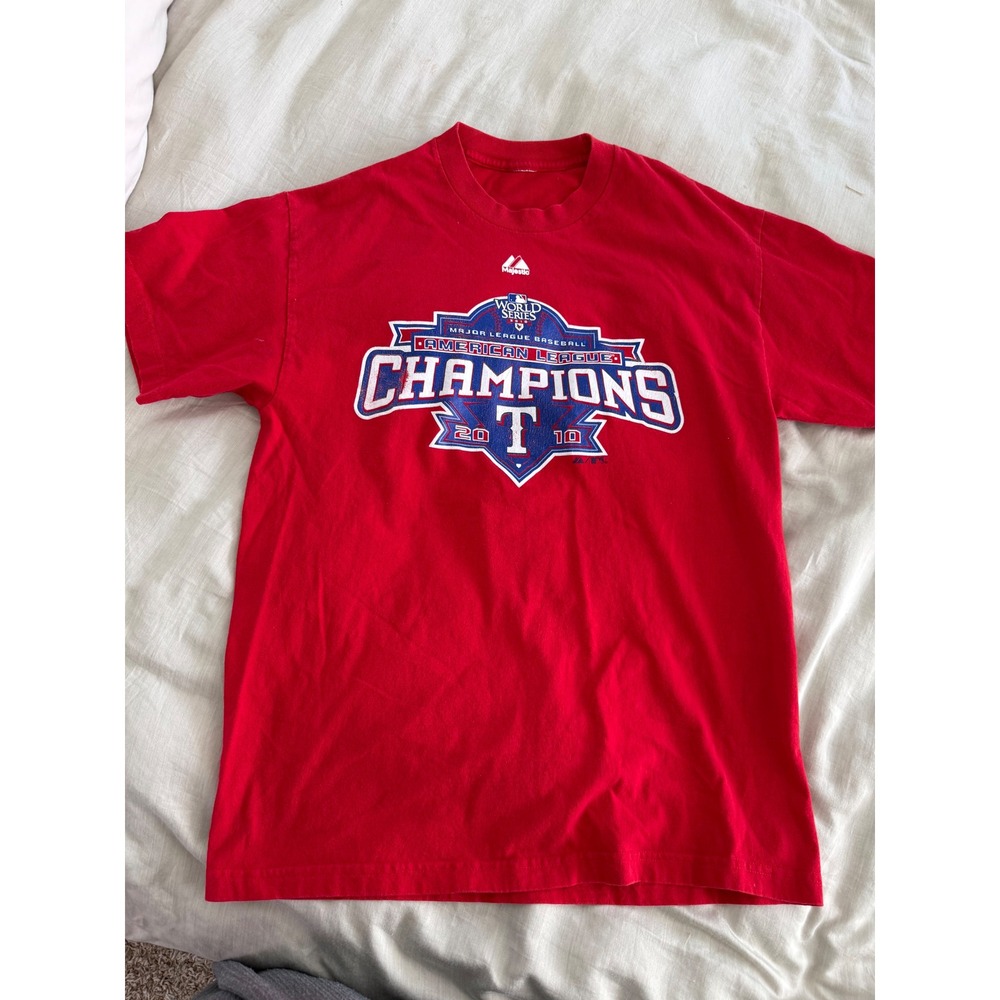 2010 Texas Rangers AL Champions Roster Graphic Tee Majestic MLB‎ Shirt